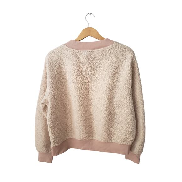 Who What Wear Teddy Fleece Crewneck Sweatshirt Beige Size Large - Picture 2 of 4